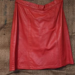 Vintage red leather mini skirt